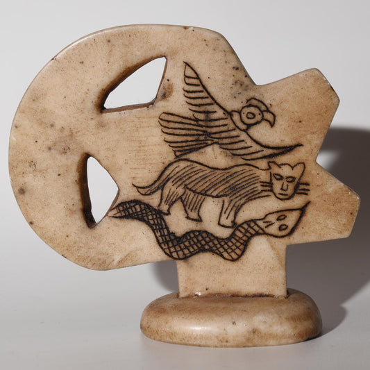 Inca Calendar Sun and Moon Alabaster Caliza Stone hand crafted Sacred Valley S52527 - Shaman Things