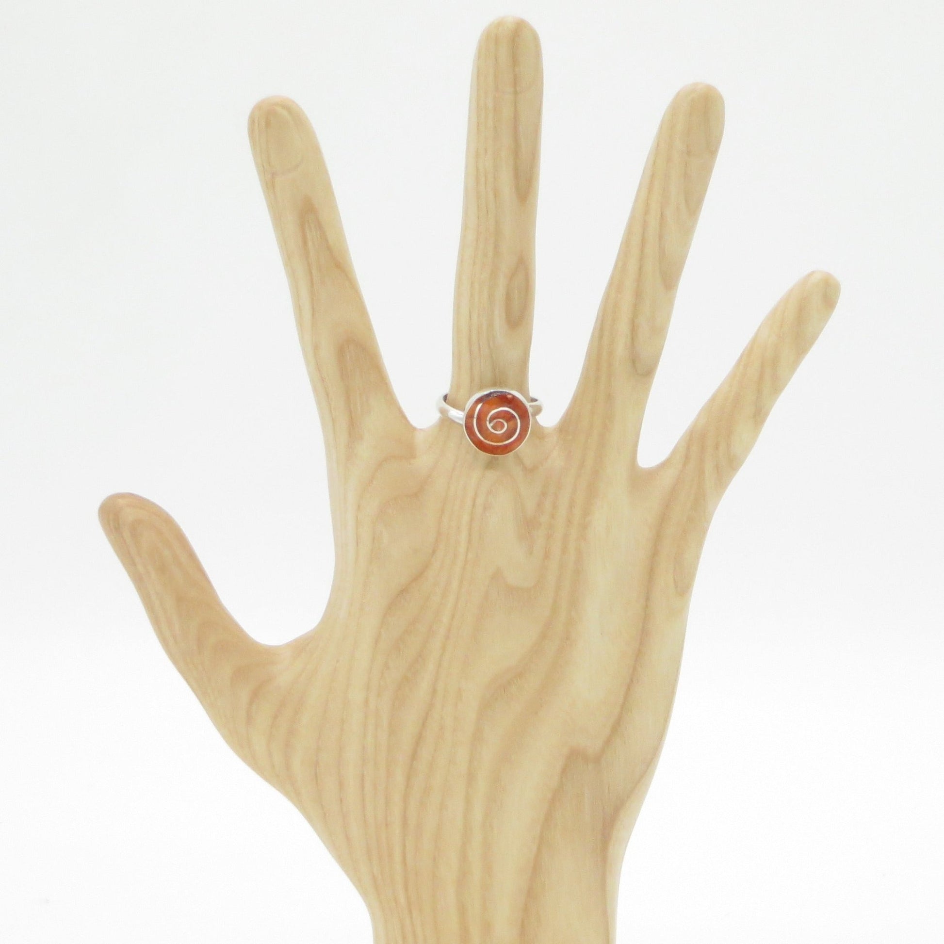 Incan Patterns Pachamama Spiral Ring Stone Inlay Size 7.5 adjustable Peru 950 Silver Sacred Valley RH13 - Shaman Things