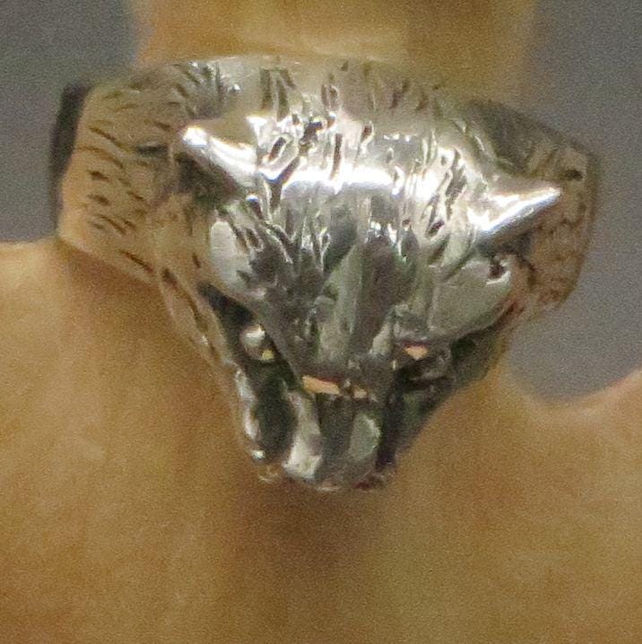 Jaguar Ring Sacred Valley Peru 950 Silver Size 7.5 RJVB11 - Shaman Things