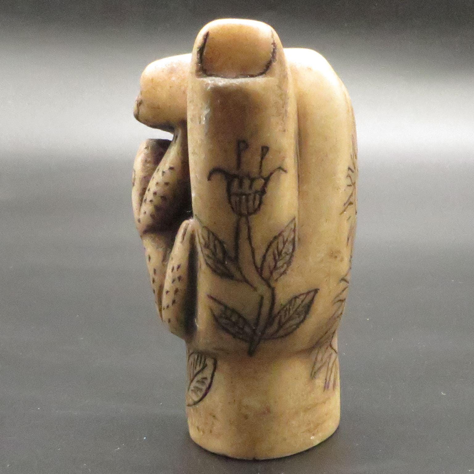 Large Alabaster Offering Hand Frog stone carving hand crafted Sacred Valley Peru - Shaman Things