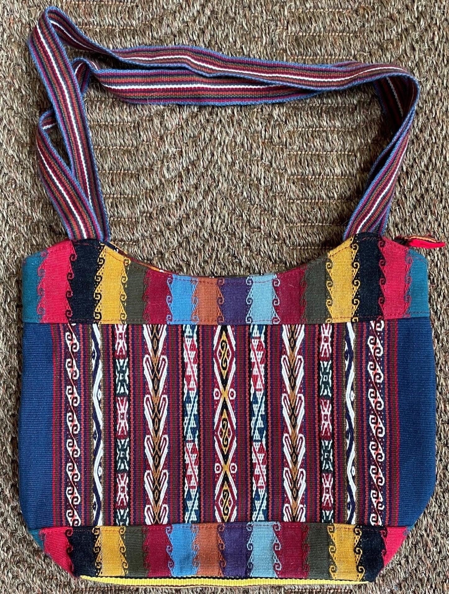 Large Chinchero Shoulder Bag Handwoven on Loom Zippered Andean Textile Sacred Valley Peru CHB104 - Shaman Things