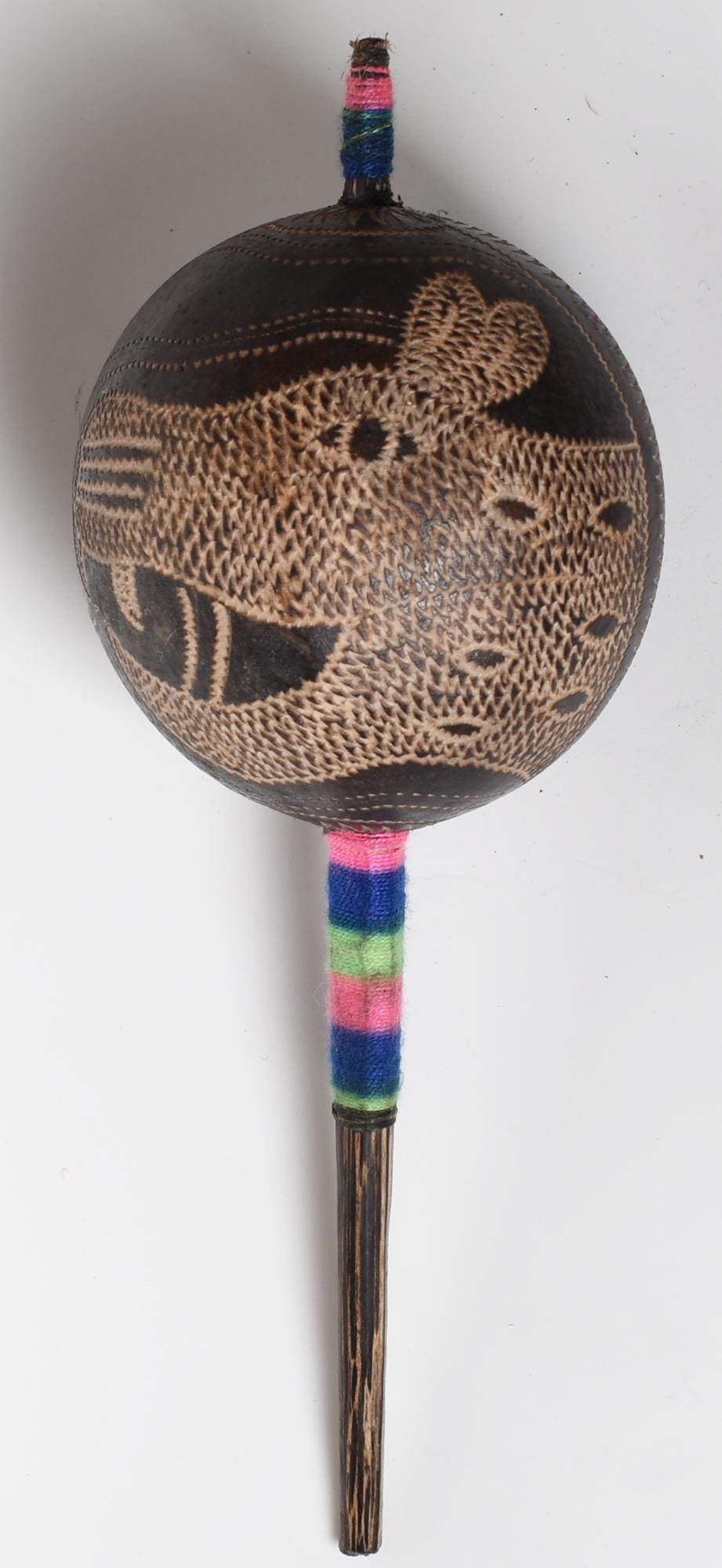 Large Shipibo Ceremonial Rattle Animal Handcrafted in Amazon Region Peru R52520 - Shaman Things