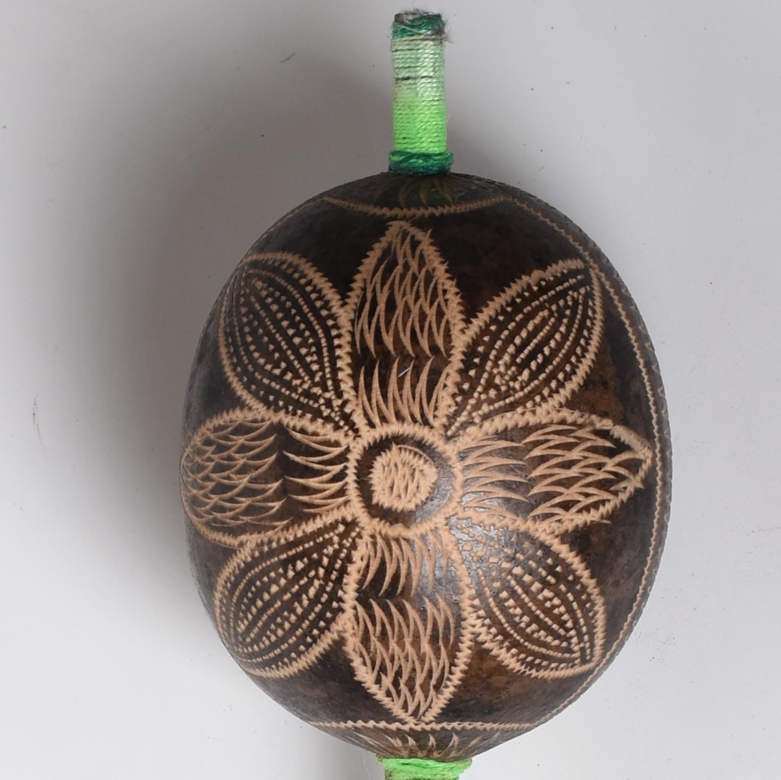 Medium Shipibo Ceremonial Rattle Flower Designs Handcrafted in Amazon Region Peru R52512 - Shaman Things