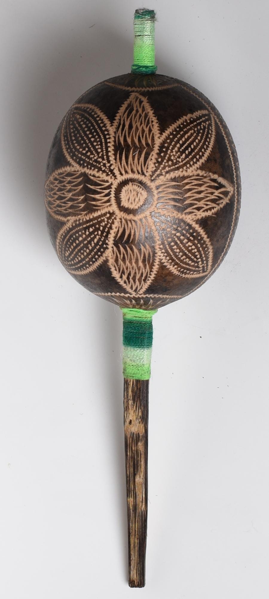 Medium Shipibo Ceremonial Rattle Flower Designs Handcrafted in Amazon Region Peru R52512 - Shaman Things