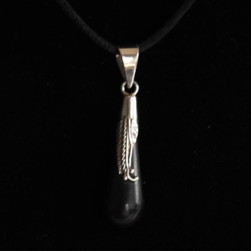 Onyx Teardrop Pendant Peru 950 Silver Sacred Valley PJVB27 - Shaman Things
