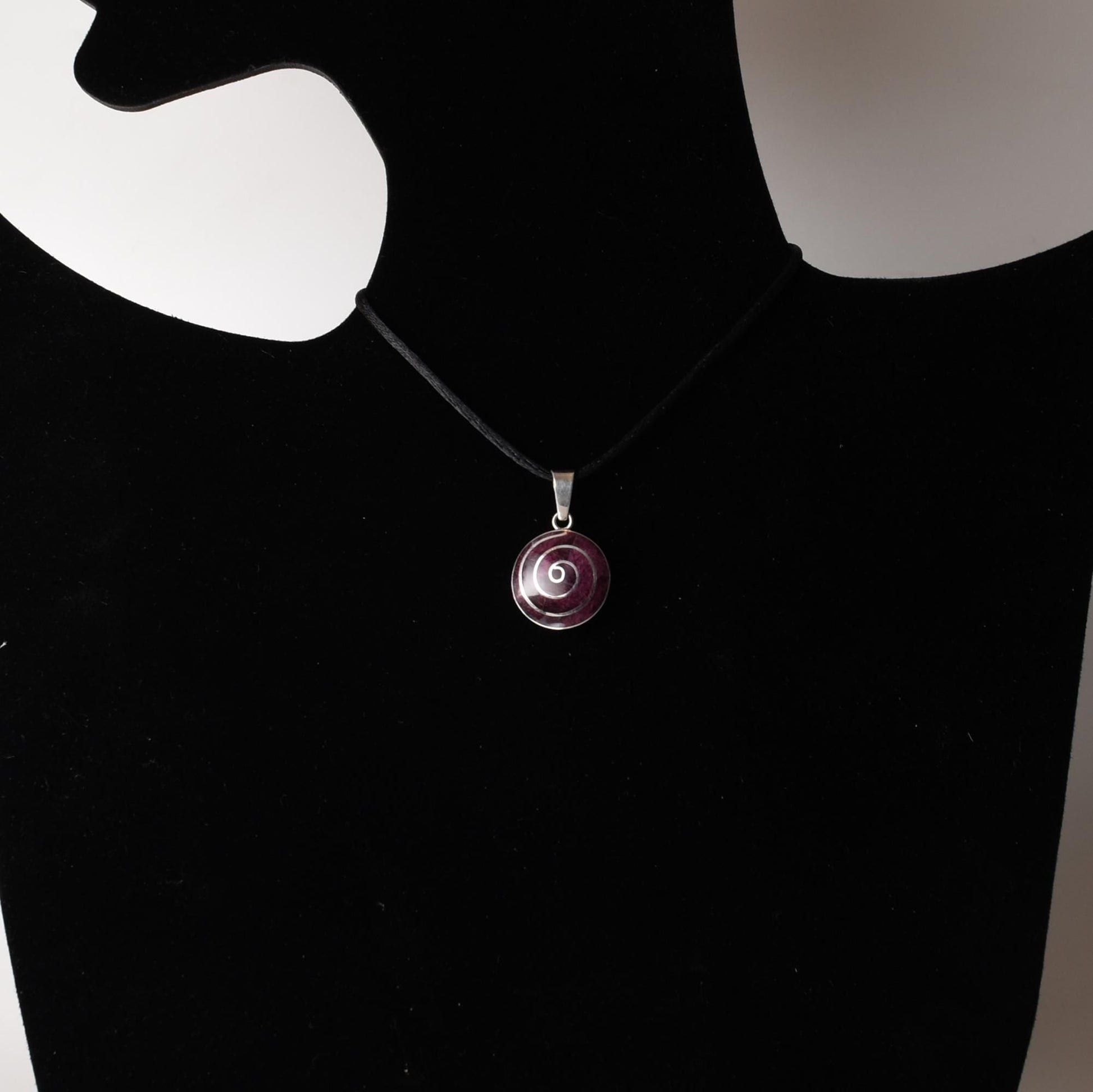 Pachamama Spiral Pendant with Stone Inlay and Seven Chakra Stones Peru 950 Silver Sacred Valley P52529 - Shaman Things