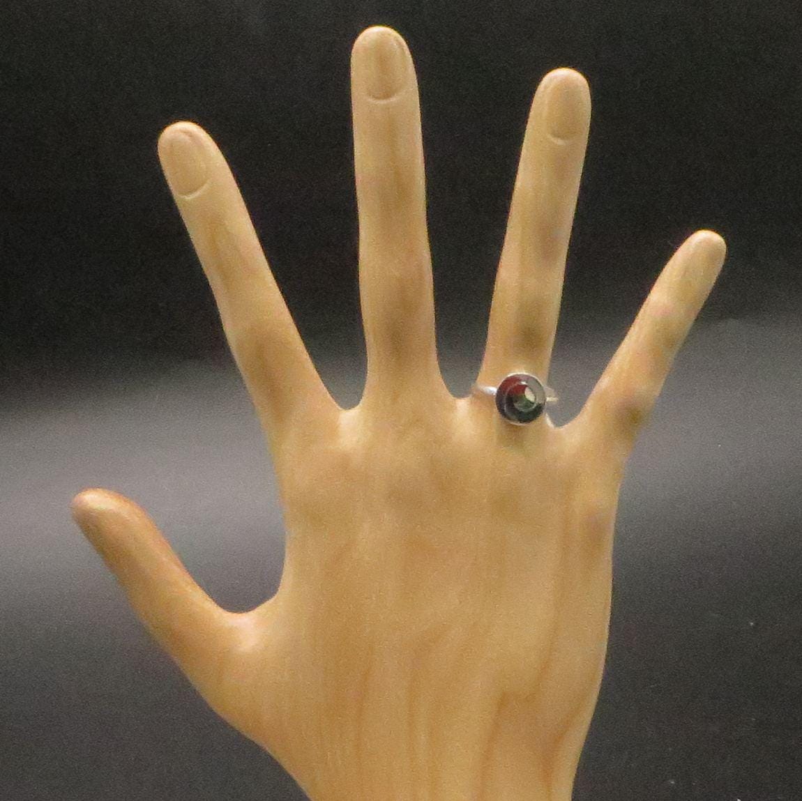 Pachamama Spiral Ring Size 7.5 Peru 950 Silver and Stone Inlay Sacred Valley RJVB17 - Shaman Things