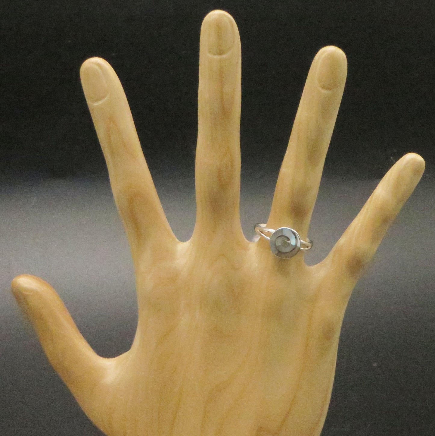 Pachamama Spiral Ring Size 8.5 Peru 950 Silver and Abalone Inlay Sacred Valley RJVB33 - Shaman Things