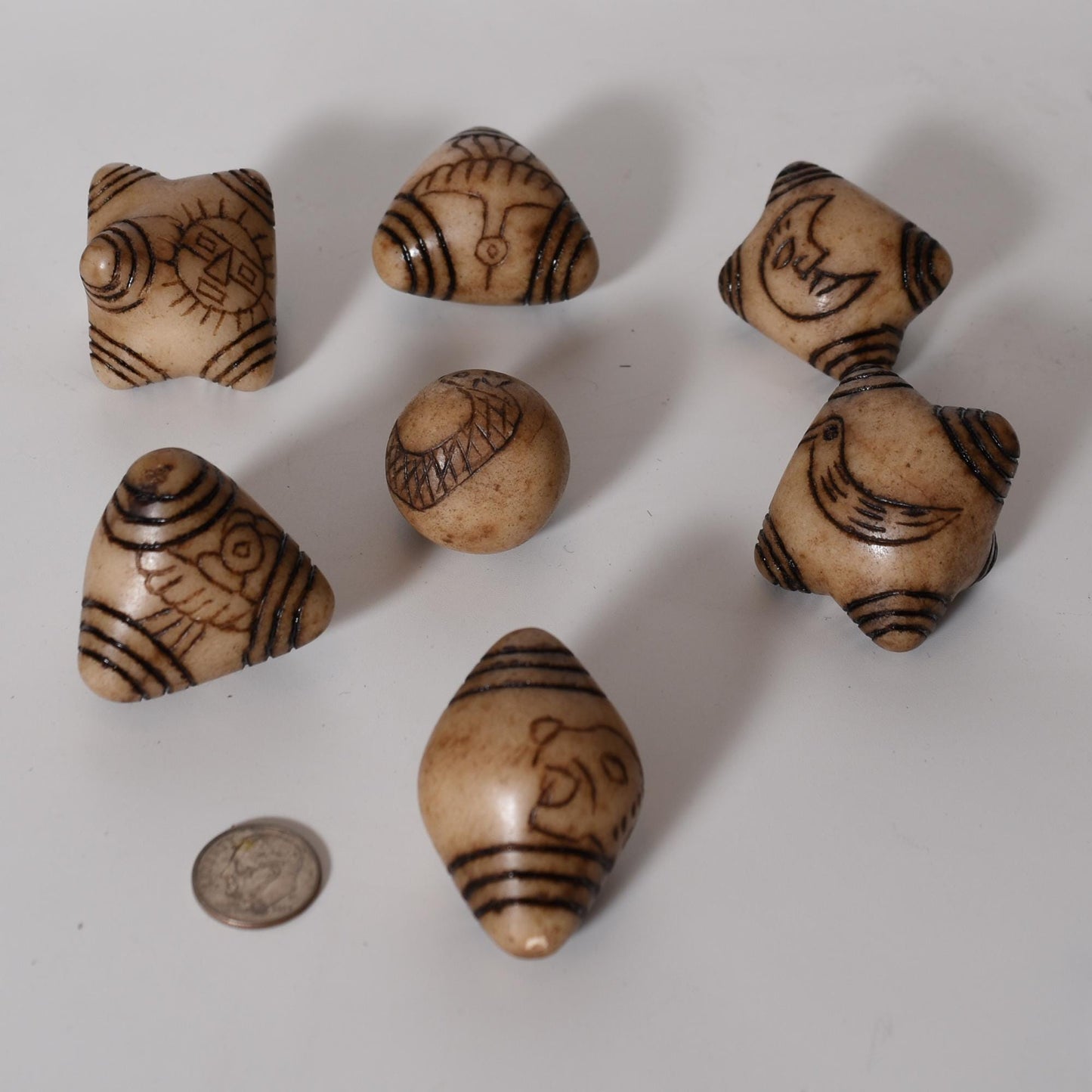 Peruvian Chumpi Khuya Apu Stones Set of 7 Alabaster / Caliza Stone hand crafted Sacred Valley CS52501 - Shaman Things