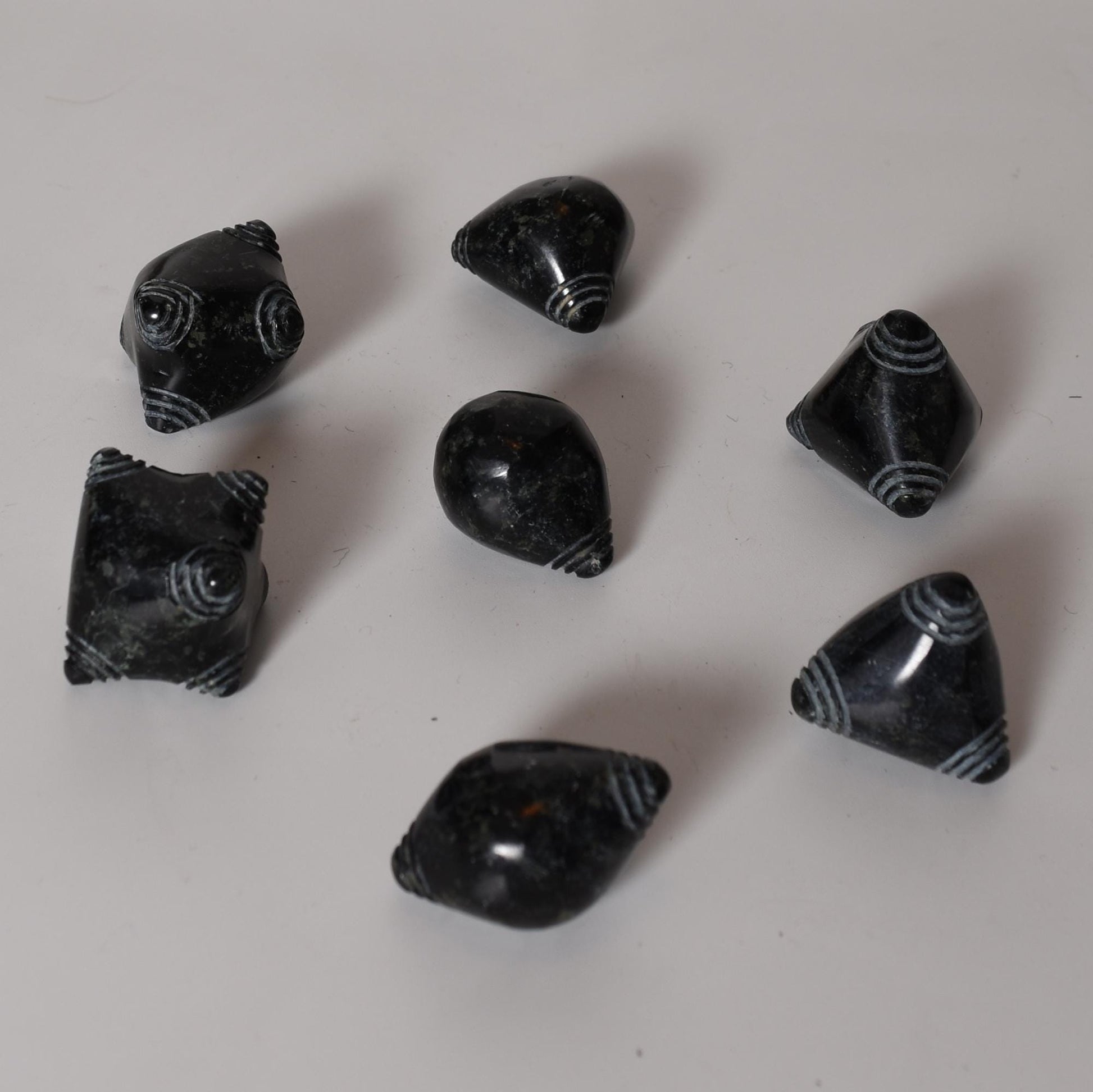 Peruvian Chumpi Khuya Apu Stones Set of 7 Black Serpentine hand crafted Sacred Valley CS52502 - Shaman Things