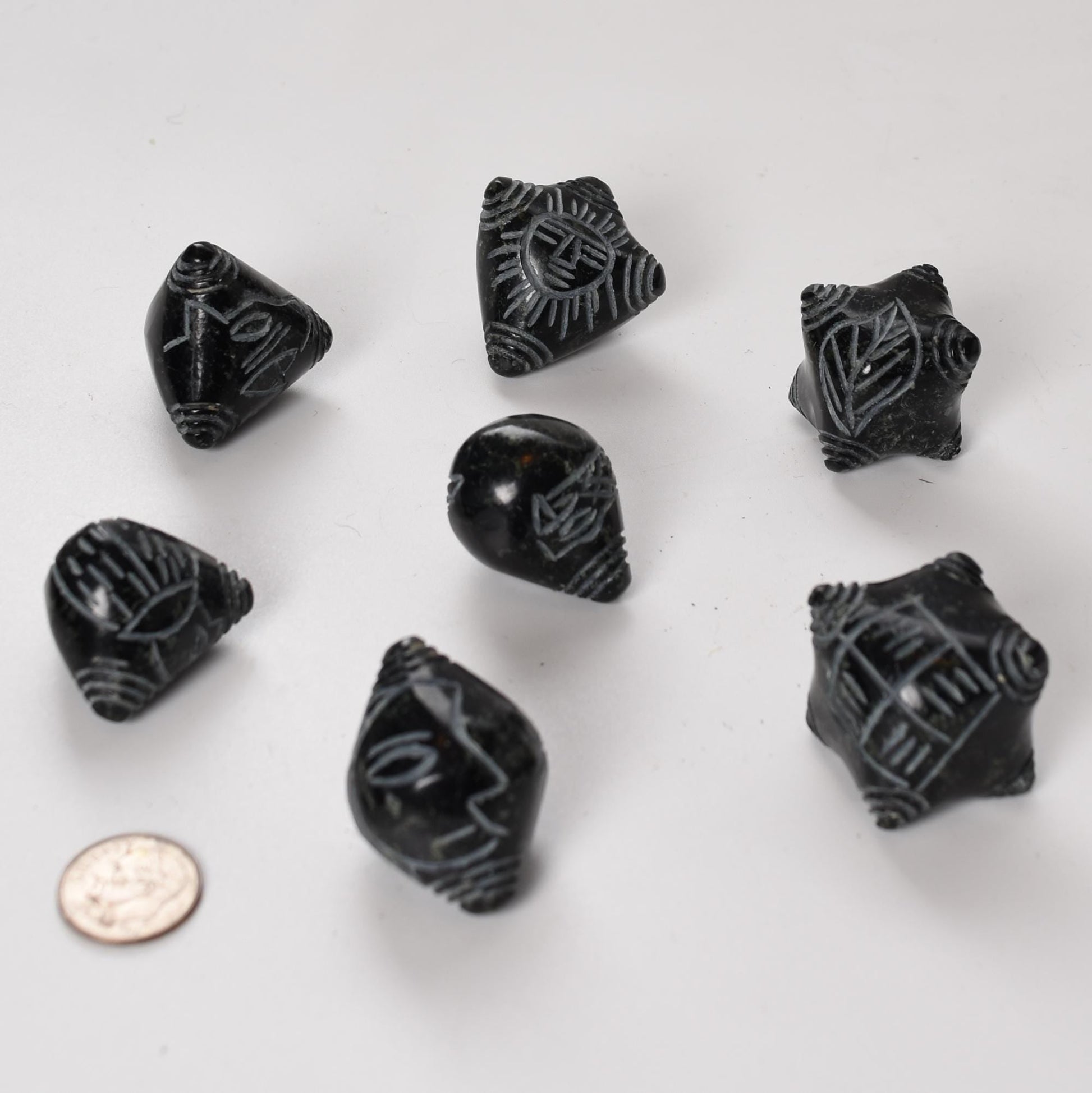 Peruvian Chumpi Khuya Apu Stones Set of 7 Black Serpentine hand crafted Sacred Valley CS52508 - Shaman Things