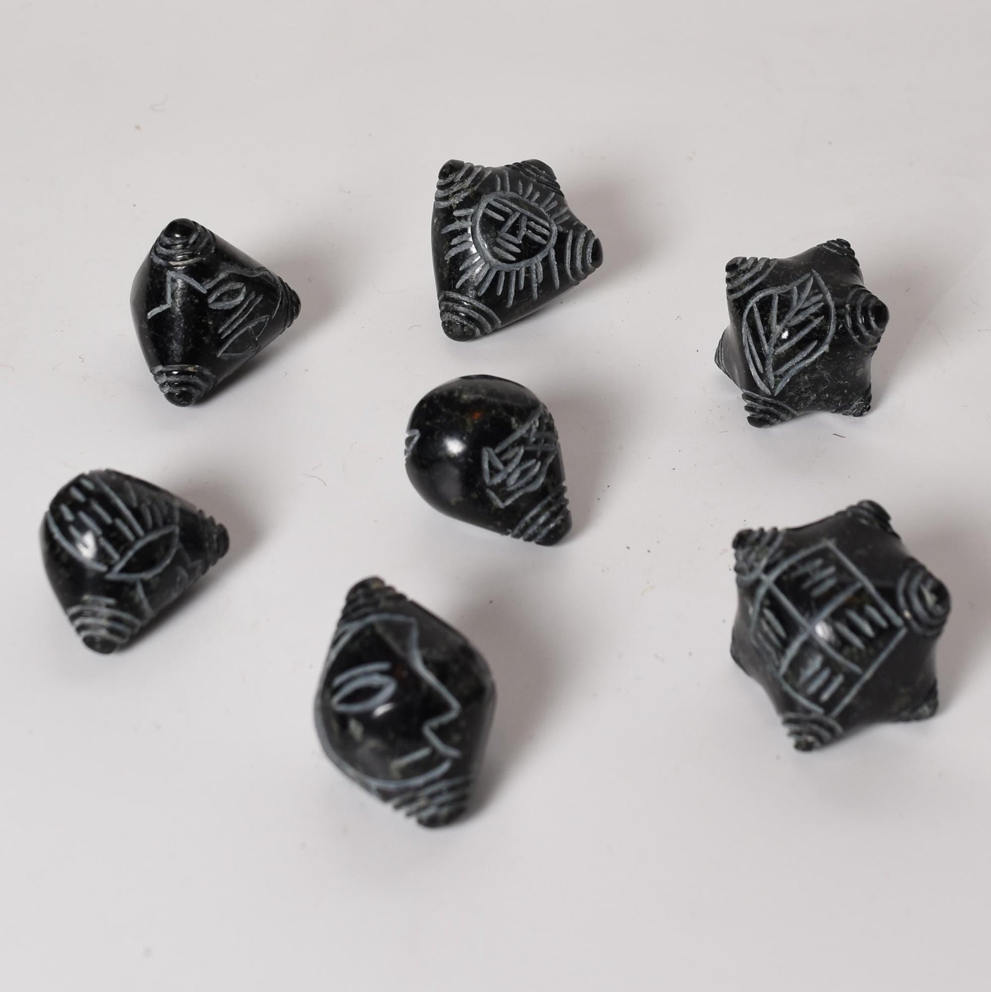 Peruvian Chumpi Khuya Apu Stones Set of 7 Black Serpentine hand crafted Sacred Valley CS52508 - Shaman Things