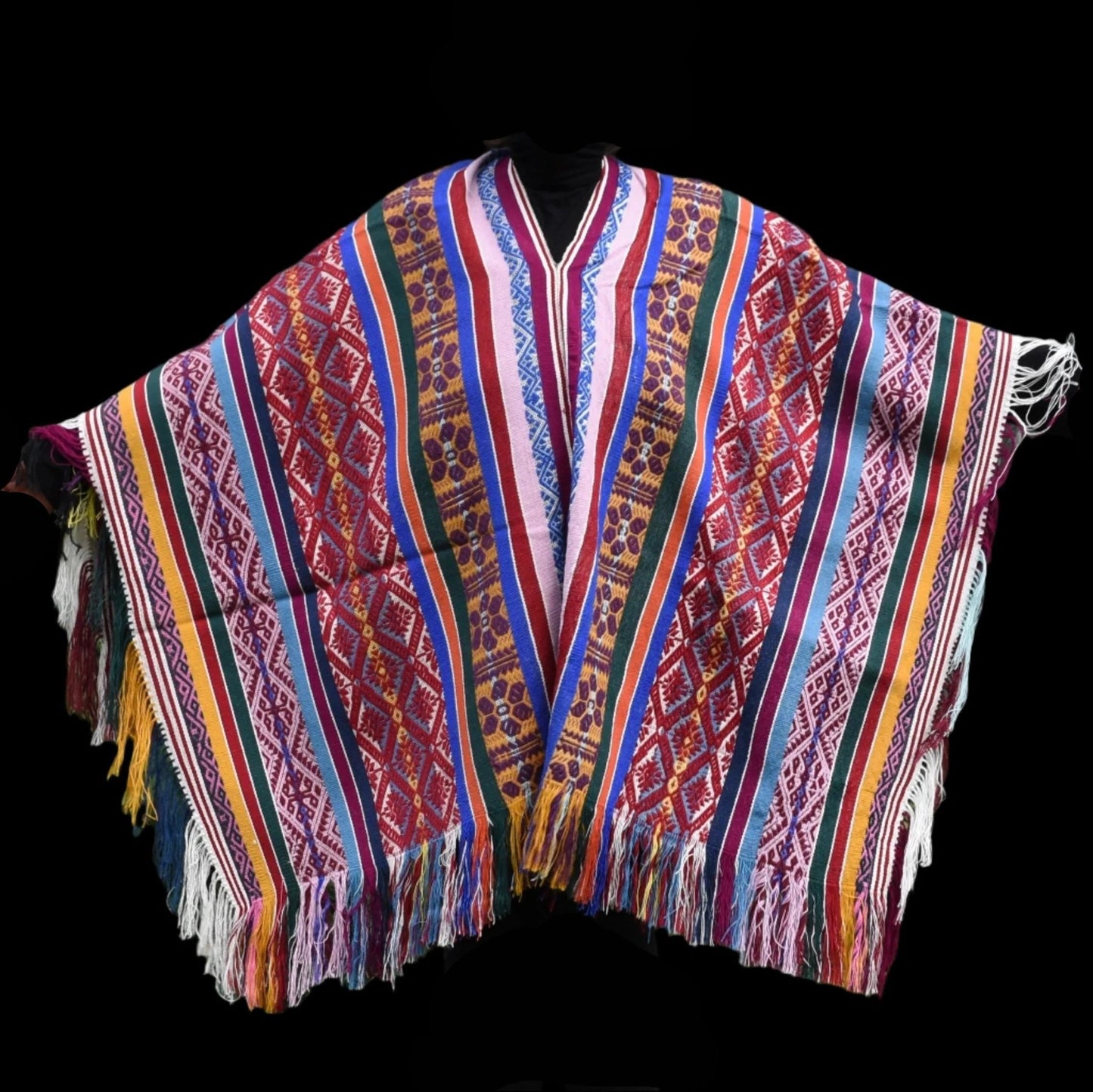 Peruvian Shaman Poncho Hand Woven Alpaca Blend Sacred Valley Peru P2308 - Shaman Things