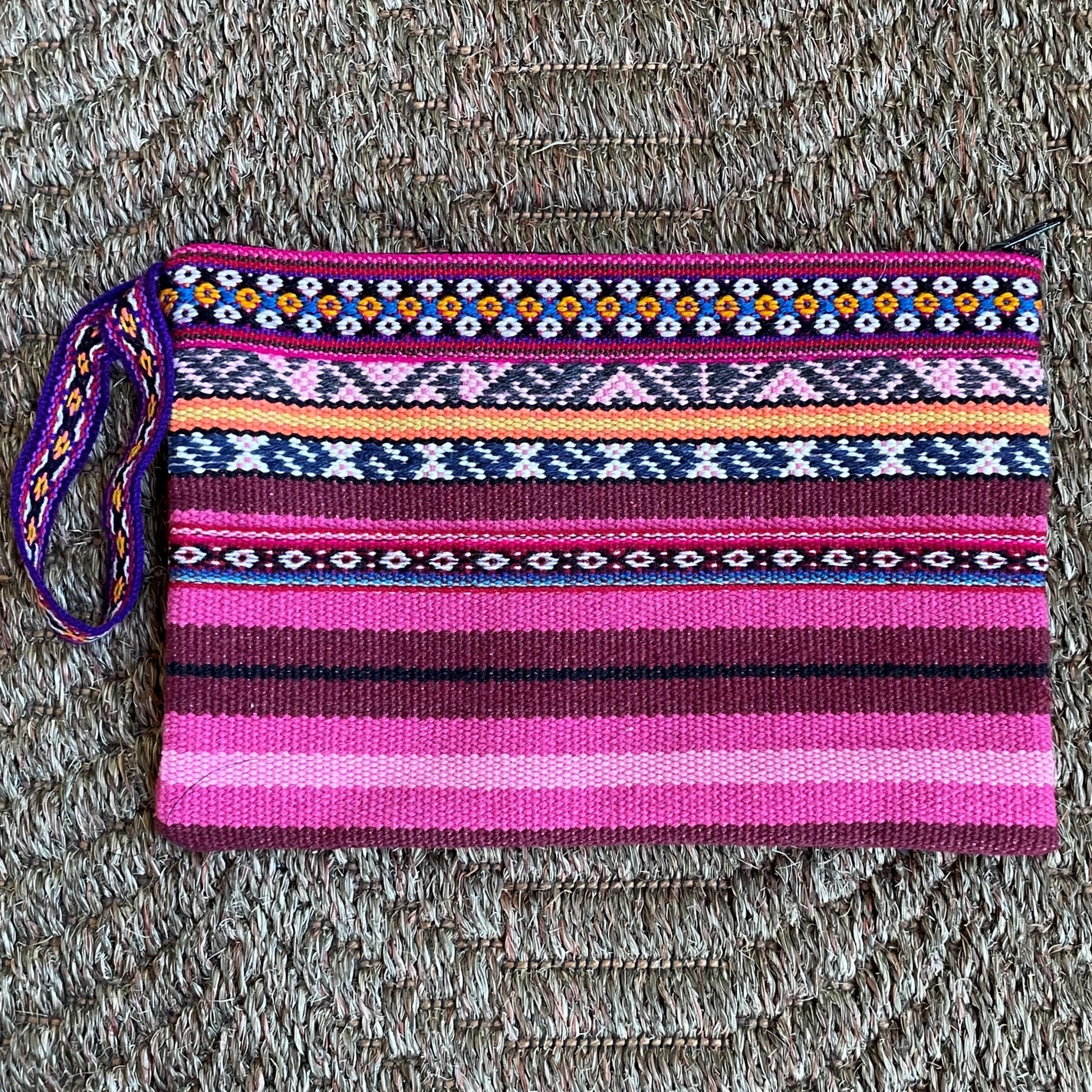 Peruvian Wool Clutch Purse Hand Bag Zippered Pouch Loom Woven Sacred Valley Peru CP305 - Shaman Things