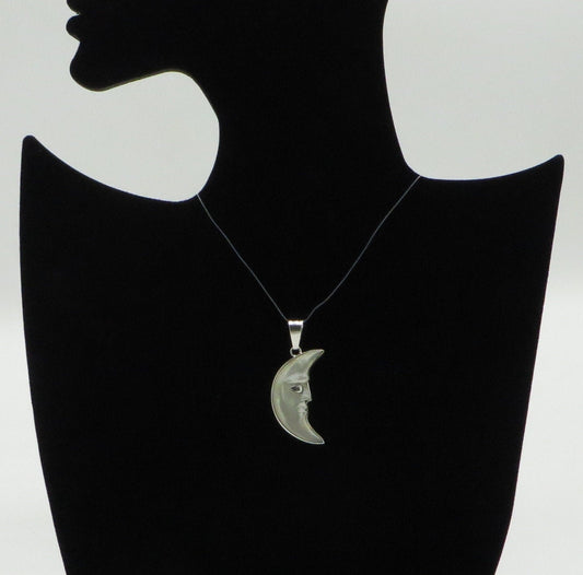 Sculpted Abalone Moon Pendant Peru 950 Silver Sacred Valley PJV1 - Shaman Things