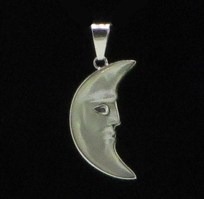 Sculpted Abalone Moon Pendant Peru 950 Silver Sacred Valley PJV1 - Shaman Things