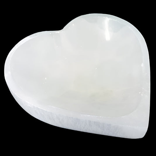 Selenite Crystal Heart Bowl 4" by 4"