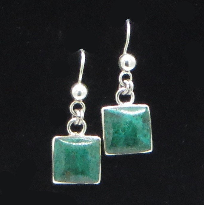 Serpentine Earrings 950 Silver Peru Sacred Valley EJV2 - Shaman Things