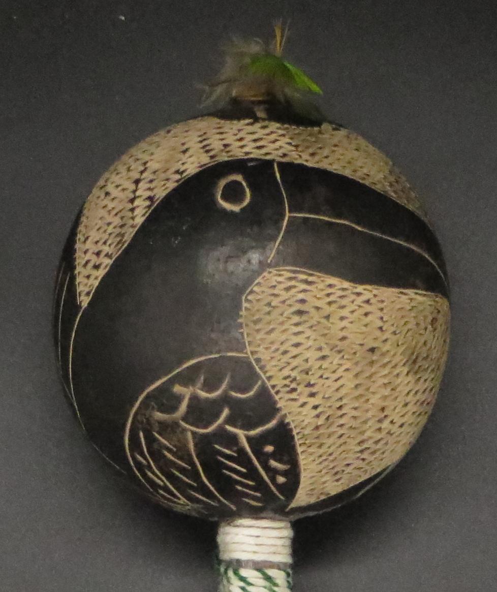 Shipibo Ceremonial Rattle Toucan Designs Handcrafted in Amazon Region Peru R2409 - Shaman Things