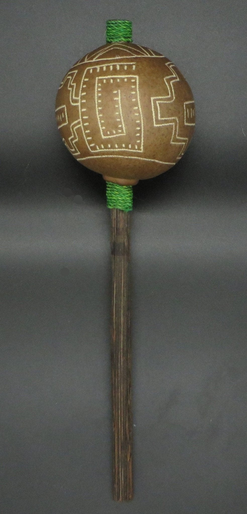 Shipibo Ceremonial Rattle with Shipibo Abstract Designs Handcrafted in Amazon Region Peru R2317 - Shaman Things