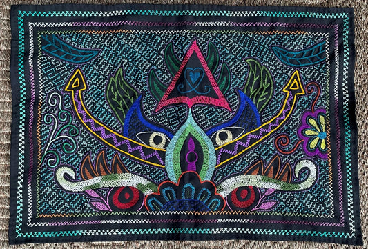 Shipibo Hand Embroidered Tapestry Altar Cloth Ayahuasca 19" x 27" PF2301 - Shaman Things
