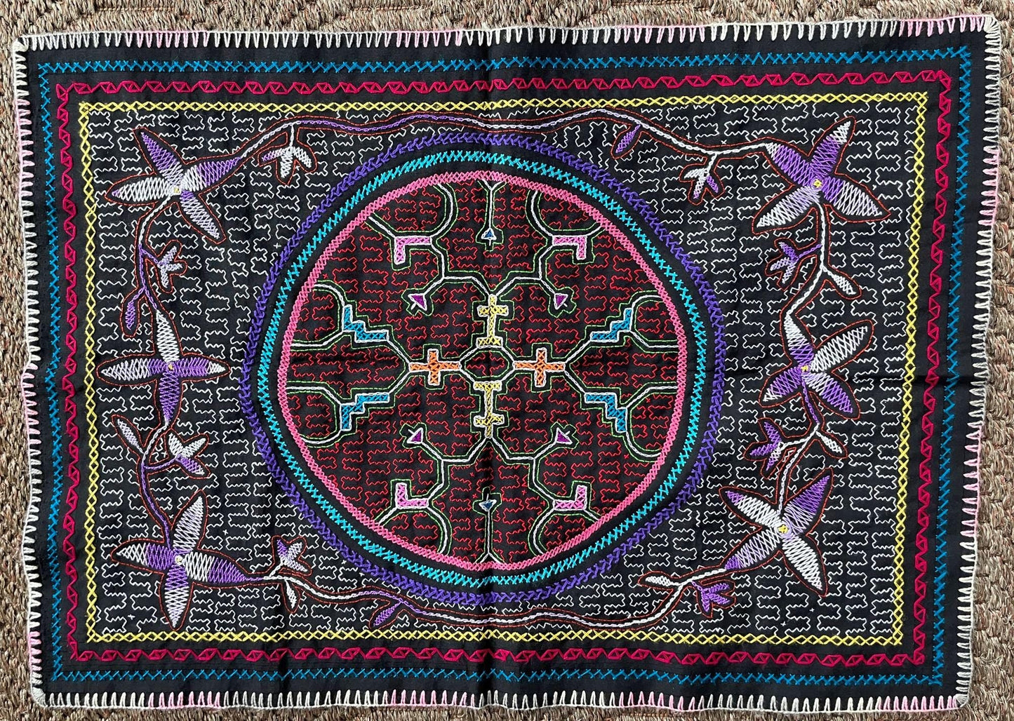 Shipibo Hand Embroidered Tapestry Altar Cloth Ayahuasca 21" x 29" PF2309 - Shaman Things