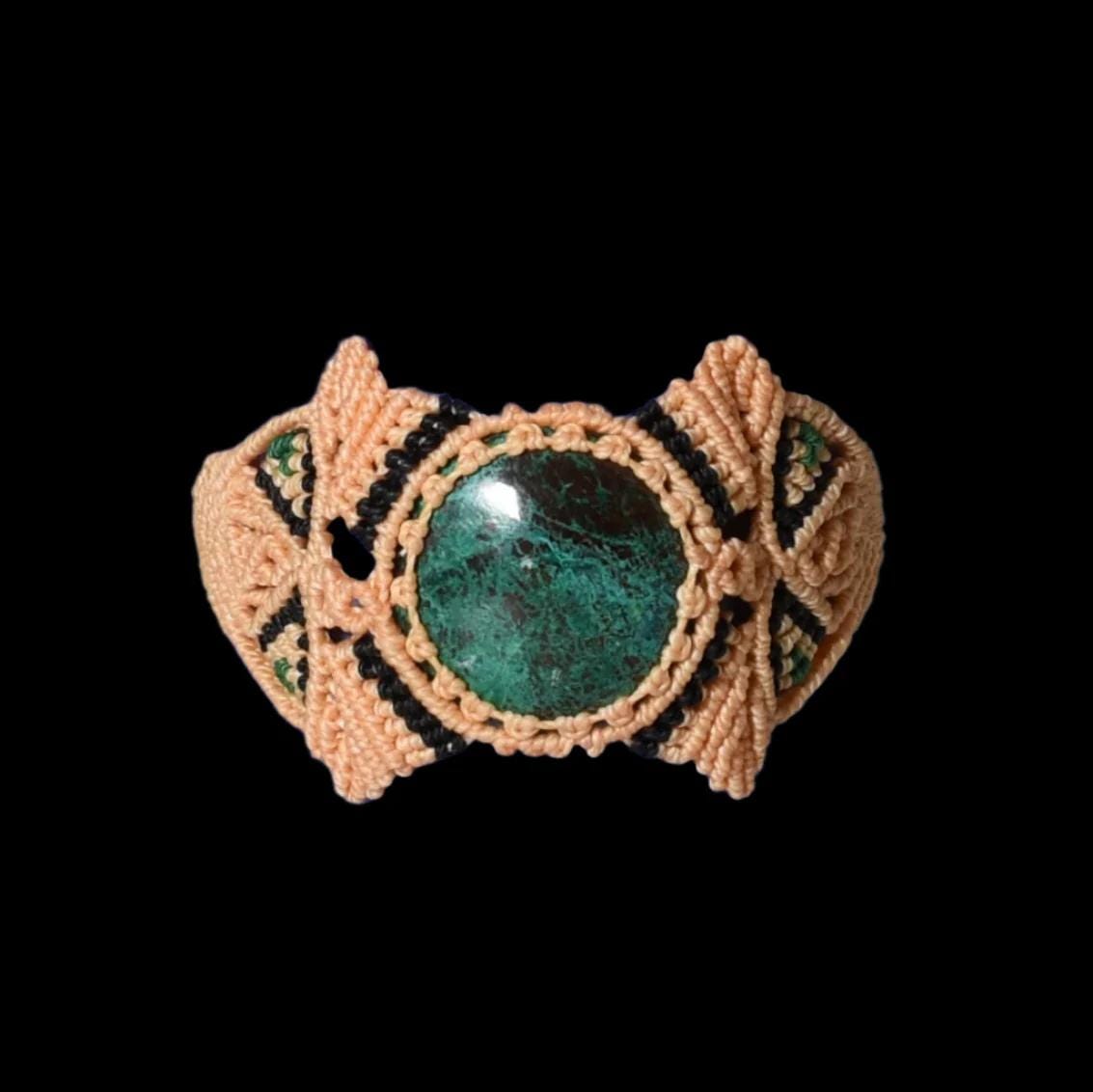 Shipibo Macrame Bracelet Peruvian Turquoise Amazon Region Peru B52501 - Shaman Things