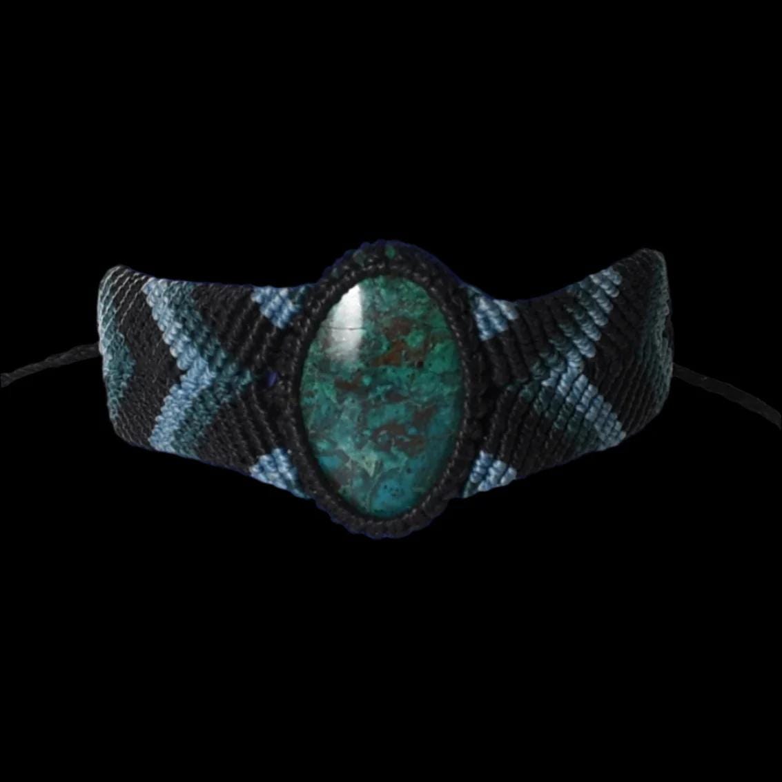Shipibo Macrame Bracelet Peruvian Turquoise Amazon Region Peru B52505 - Shaman Things