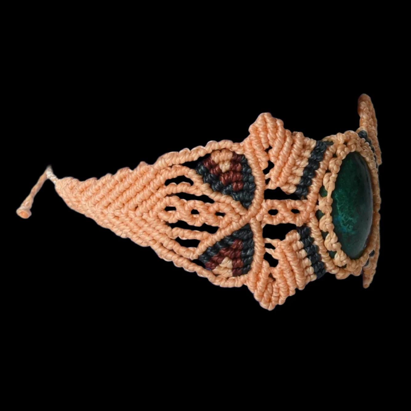 Shipibo Macrame Bracelet Peruvian Turquoise Amazon Region Peru B52507 - Shaman Things