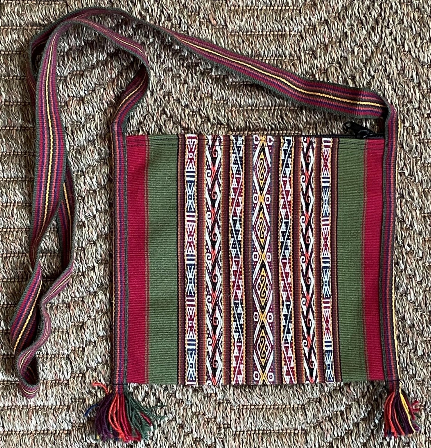 Small Chinchero Shoulder Bag Handwoven on Loom Zippered Andean Textile Sacred Valley Peru CHB101 - Shaman Things
