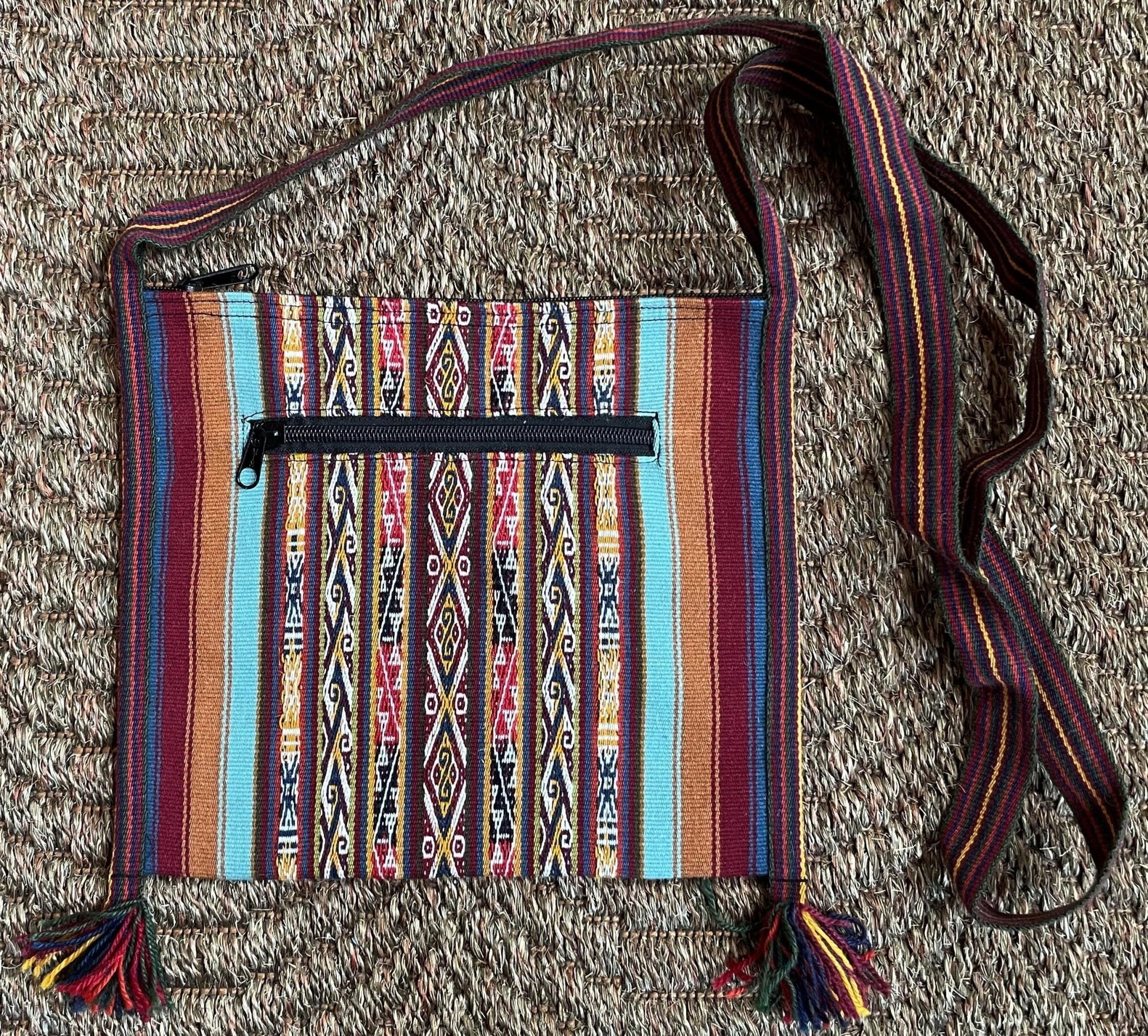 Small Chinchero Shoulder Bag Handwoven on Loom Zippered Andean Textile Sacred Valley Peru CHB103 - Shaman Things