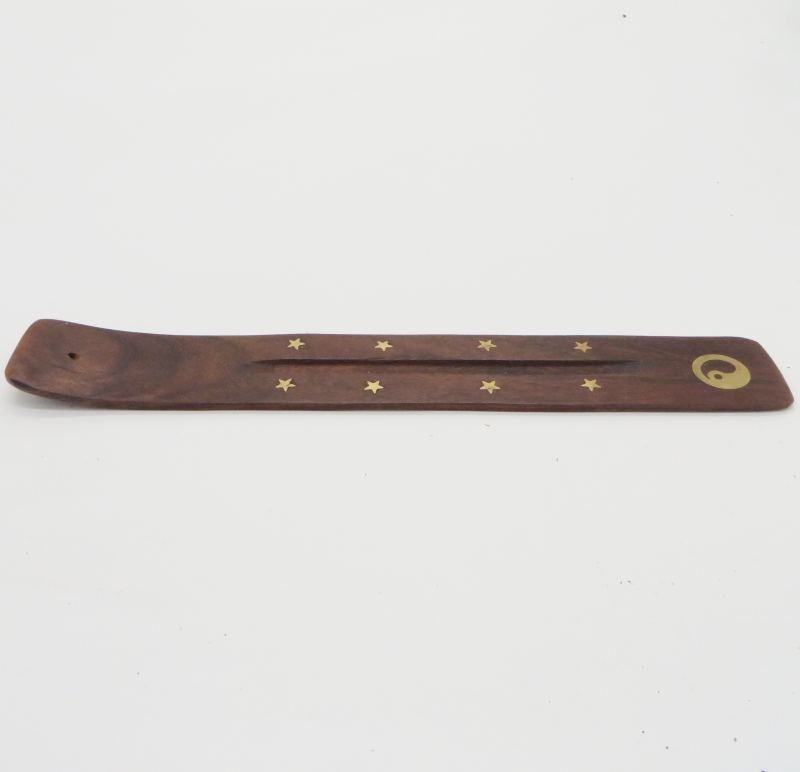 Stick Incense Burner Brass Inlay Tai Chi Symbol - Shaman Things