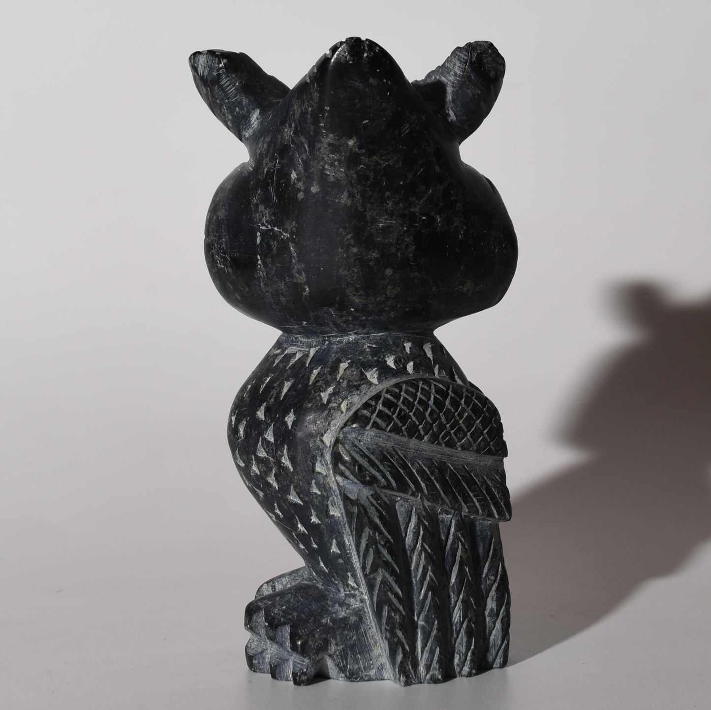 Stone Carving Owl Power Animal Black Serpentine Large hand crafted Sacred Valley Peru S52528 - Shaman Things