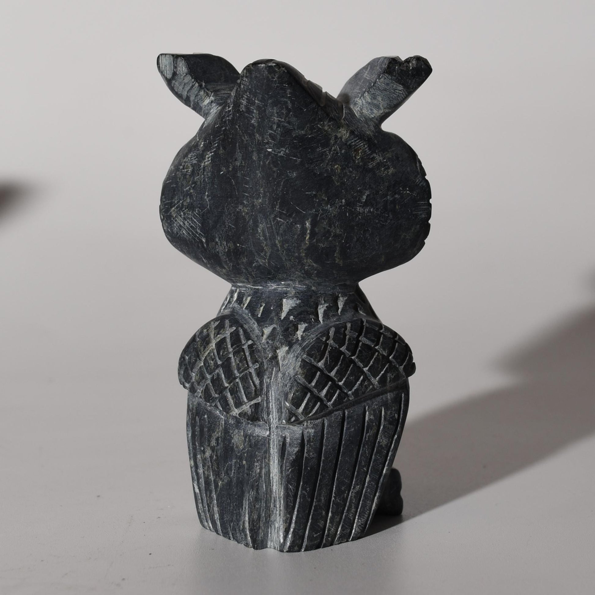 Stone Carving Owl Power Animal Black Serpentine Medium hand crafted Sacred Valley Peru S52529 - Shaman Things