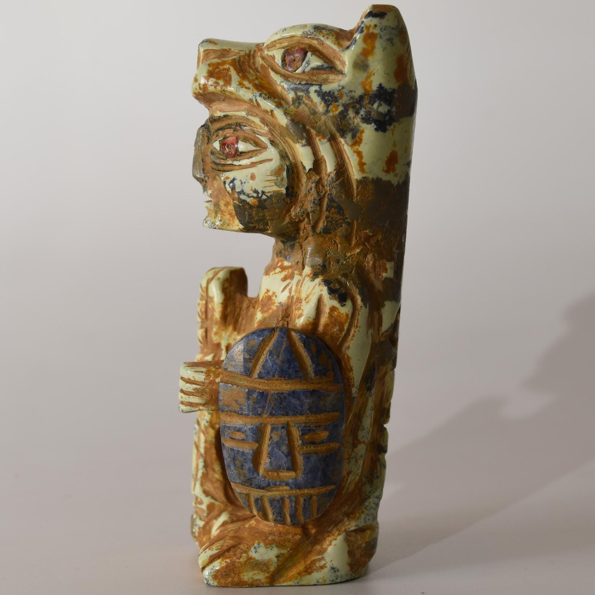 Stone carving San Pedro Huachuma Shaman Warrior hand crafted Sacred Valley Peru S52511 - Shaman Things