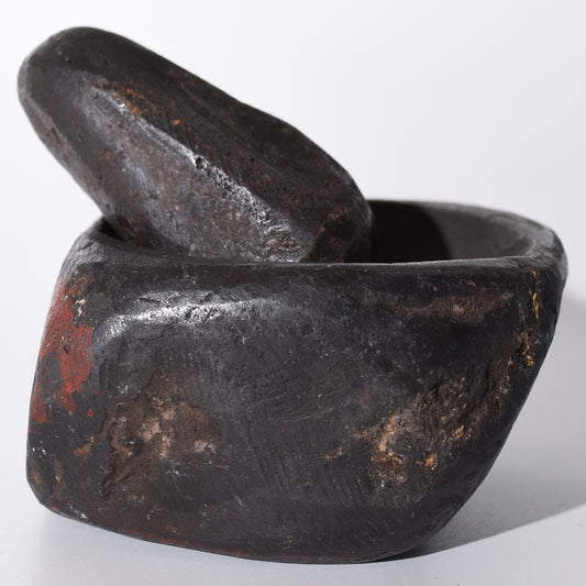 Vintage Hiwaya Stone Ceremonial Mortar and Pestle hand crafted Sacred Valley Peru S52515