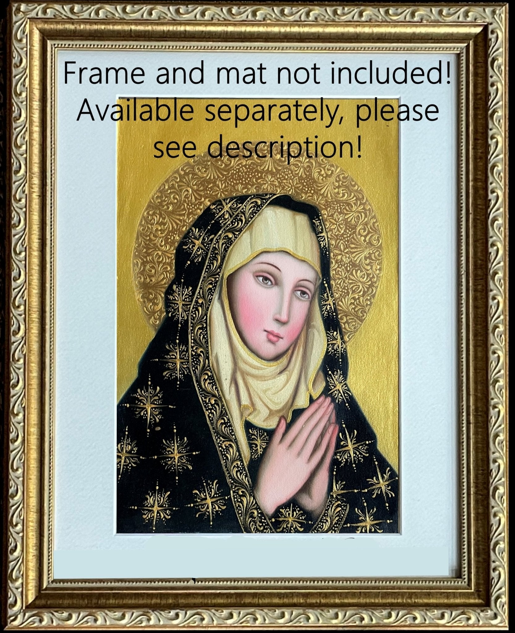 Virgin Mary Original Painting Oil on Canvas Cusco School 7 3/8 x 11 1/4 CS52503 - Shaman Things