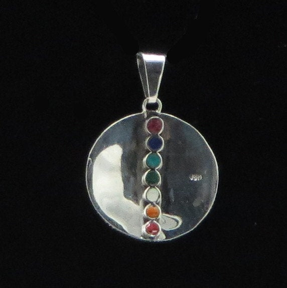 Weaving Pattern Pendant Peru 950 Silver and Stone Inlay Sacred Valley PJV5 - Shaman Things