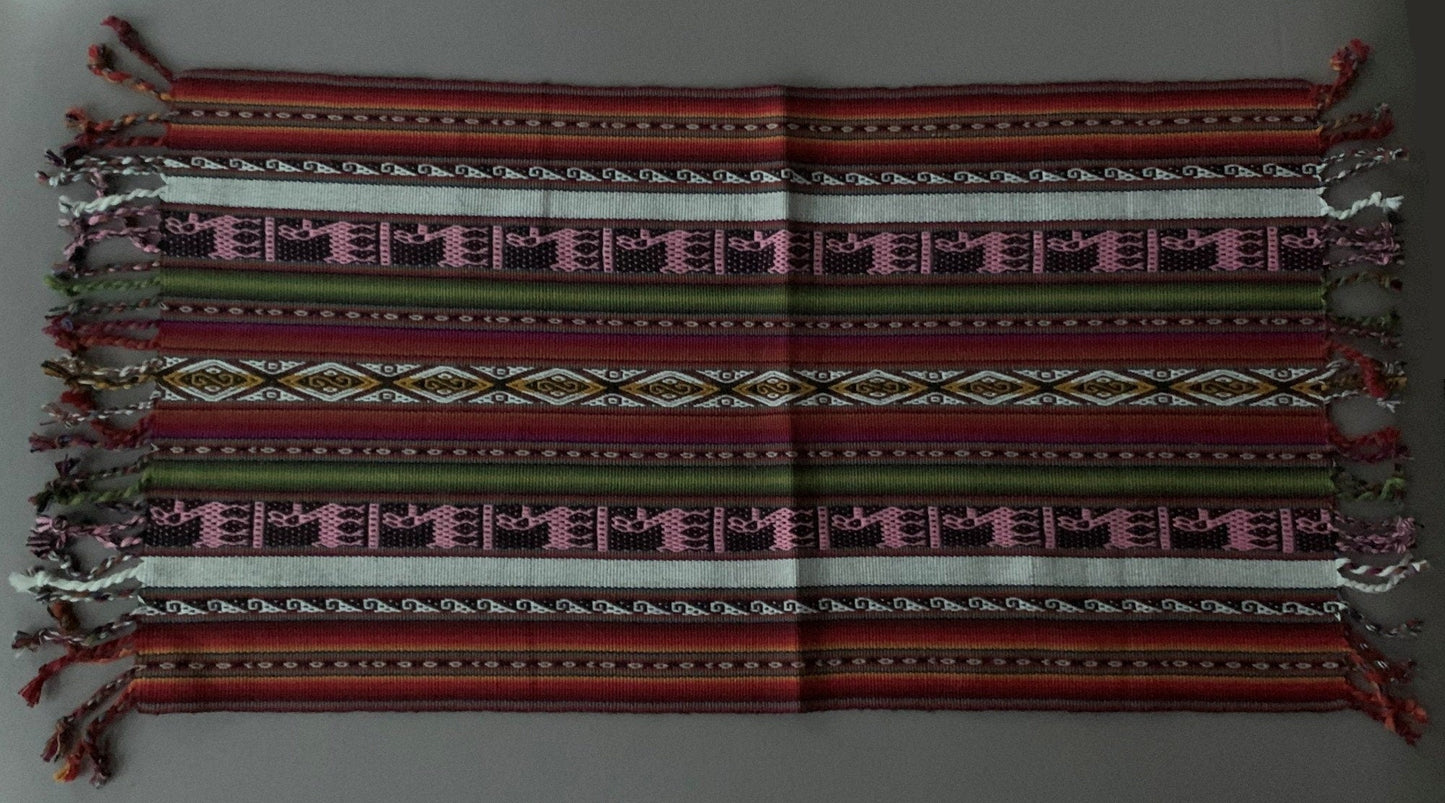 Chinchero Hand Woven Cloth Altar Mesa Cloth Llama Pattern Sacred Valley Peru 14 1/2 x 32 PS2328 - Shaman Things