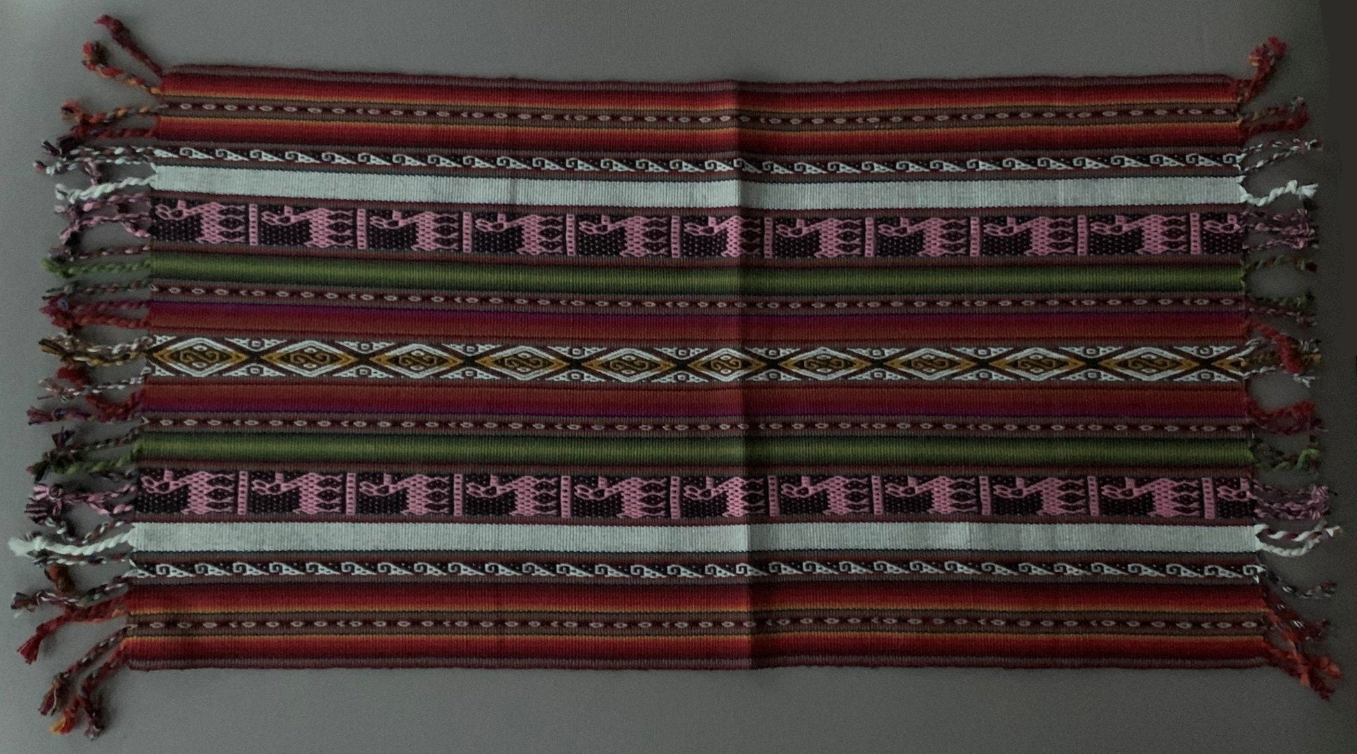 Chinchero Hand Woven Cloth Altar Mesa Cloth Llama Pattern Sacred Valley Peru 14 1/2 x 32 PS2328 - Shaman Things