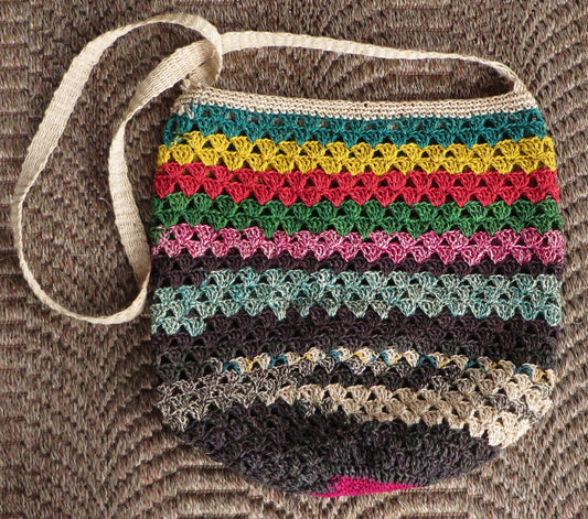Shipibo/Conibo Hand Crafted Woven Palm Reed Shoulder Bag 15" x 15" B6