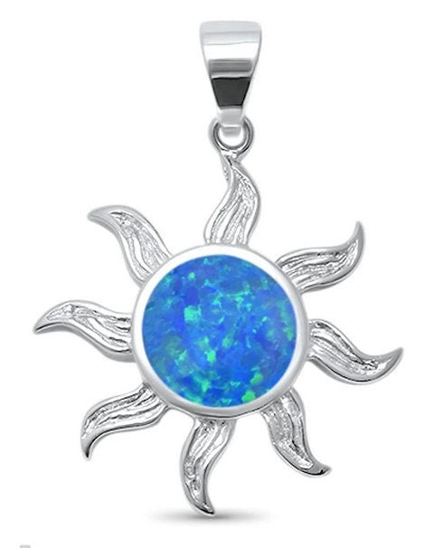 Sun Pendant Sterling Silver with Opal