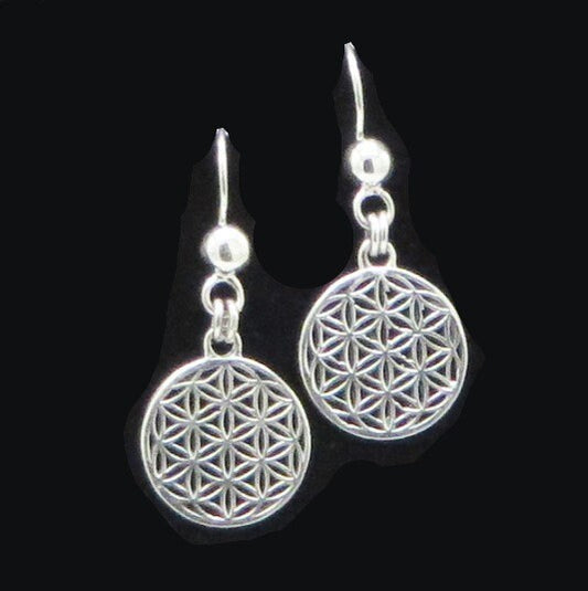 Flower of Life Geometric Earrings 950 Silver Peru Sacred Valley EJV4