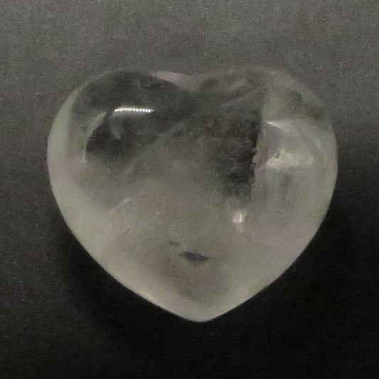 Quartz Crystal Heart Palm Stone 1 1/2" tall 1 3/4" wide