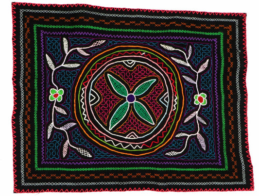 Shipibo Hand Embroidered Tapestry Altar Cloth Ayahuasca 18 1/2 x 23 1/2 Peru - Shaman Things