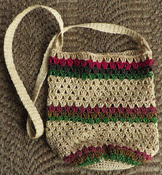 Shipibo/Conibo Hand Crafted Woven Palm Reed Shoulder Bag 11" x 12" B4 - Shaman Things