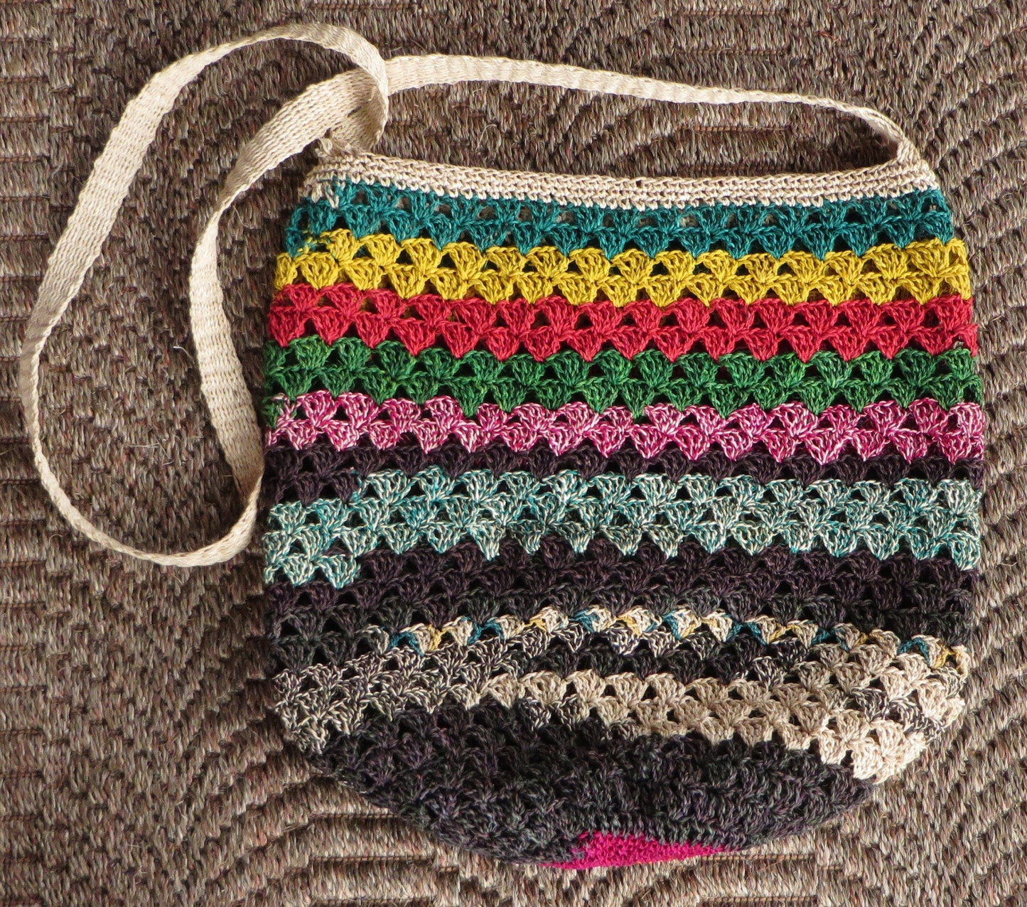 Shipibo/Conibo Hand Crafted Woven Palm Reed Shoulder Bag 15" x 15" B6 - Shaman Things